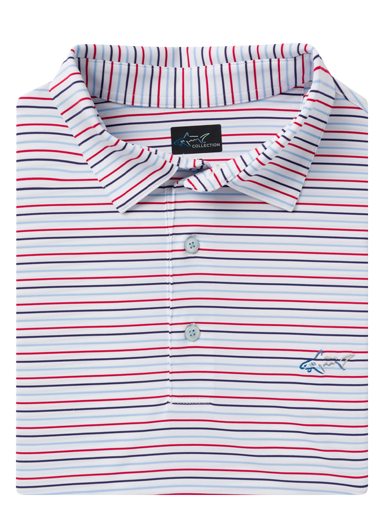 Greg Norman ML75 Stretch Jersey Game Day Stripe Polo - White