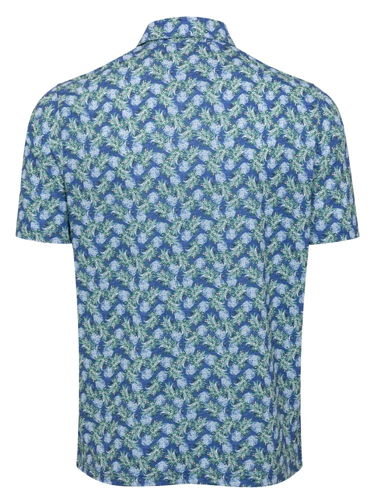 Greg Norman ML75 Stretch Mesh Tropical Pina Polo - Deep Blue