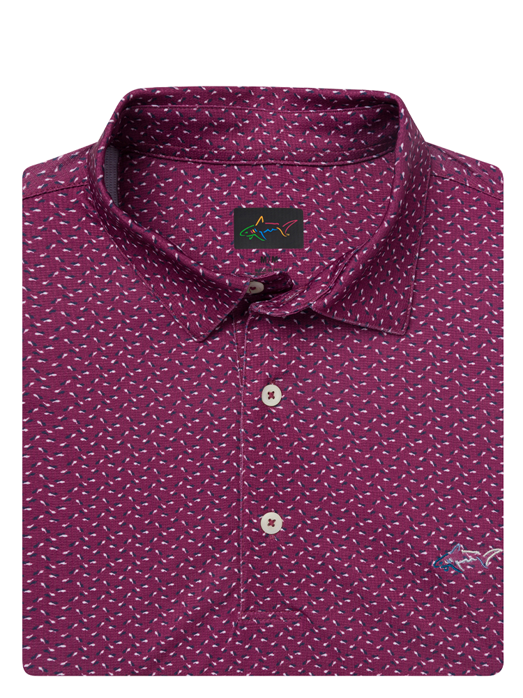 Greg Norman Play Dry Mini Abstract Spread Polo - Grape Wine