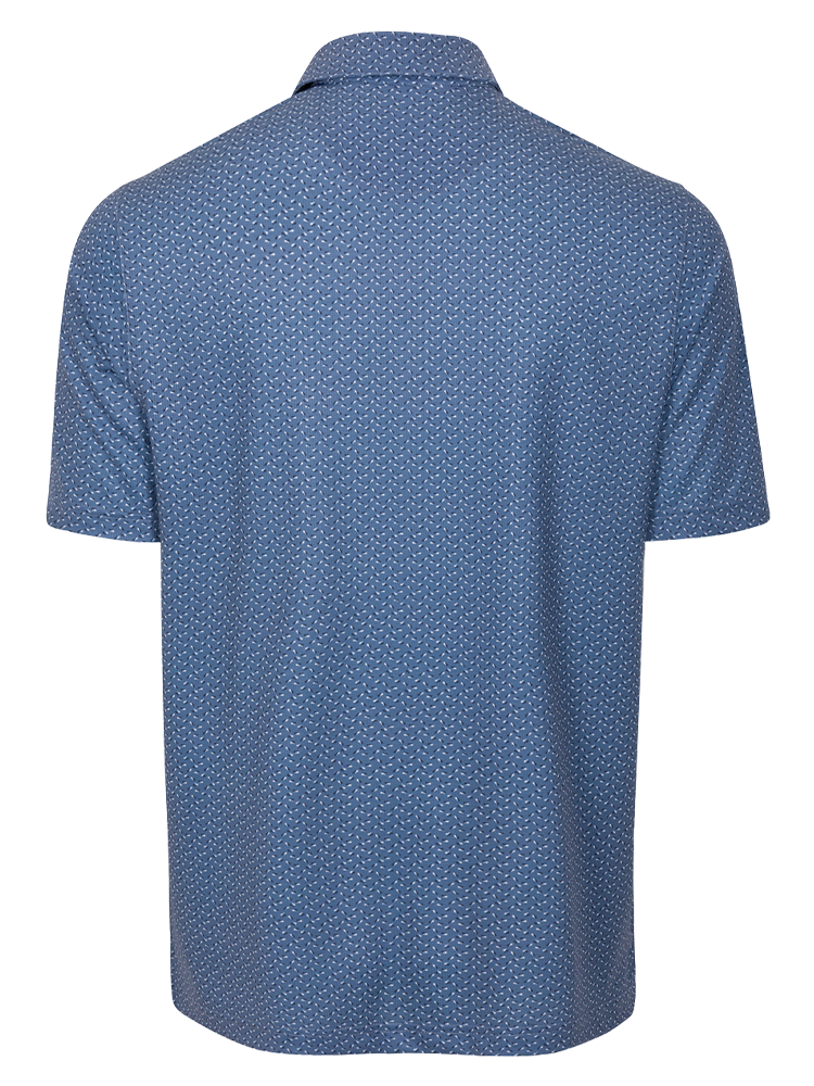Greg Norman Play Dry Mini Abstract Spread Polo - Vintage Indigo