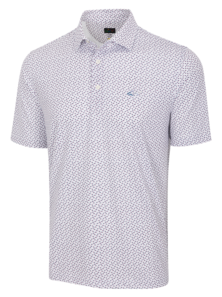 Greg Norman Play Dry Mini Abstract Spread Polo - White