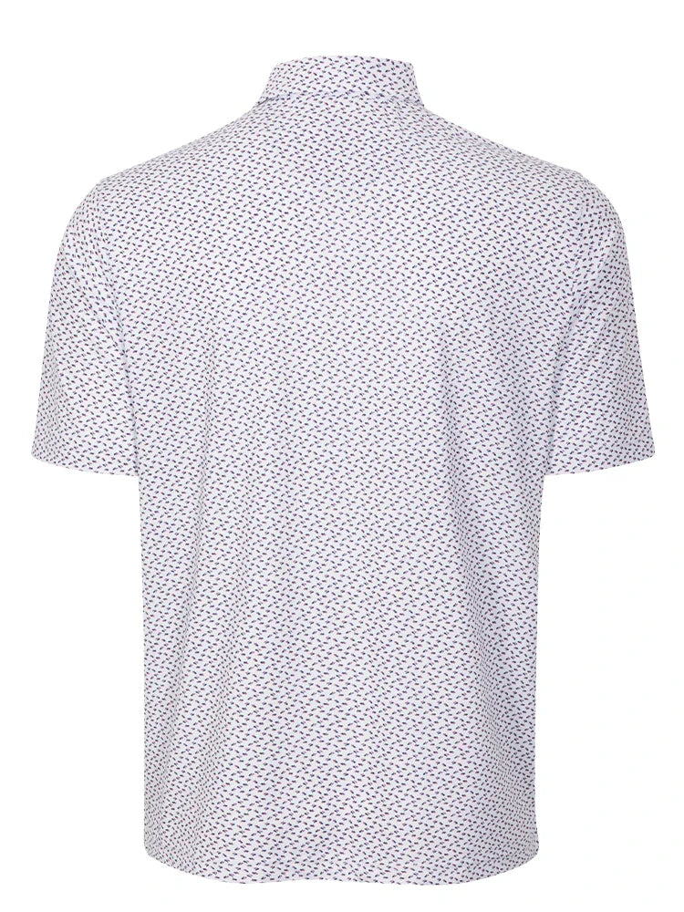 Greg Norman Play Dry Mini Abstract Spread Polo - White