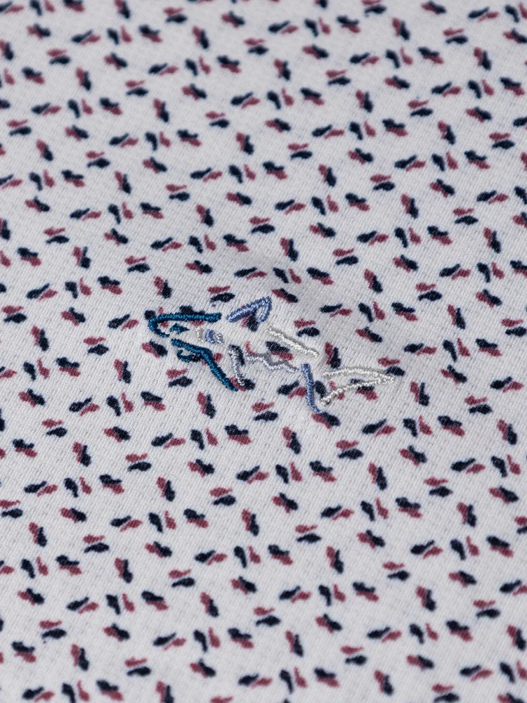 Greg Norman Play Dry Mini Abstract Spread Polo - White