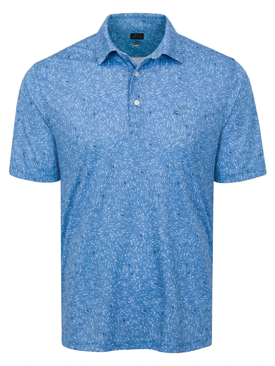 Greg Norman Shark Frenzy Print Polo - Blue Cloud