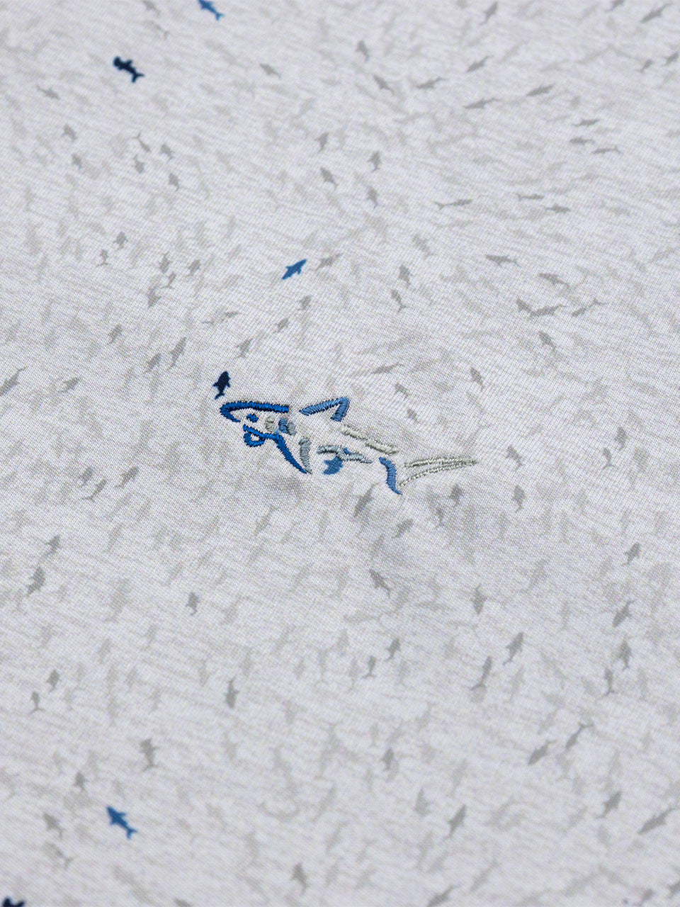 Greg Norman Shark Frenzy Print Polo - White/Navy/Blue Dusk