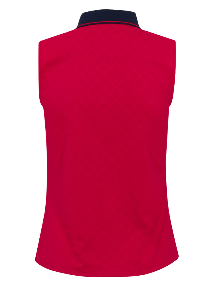 Greg Norman Women's ML75 Stretch Anthem Sleeveless Zip Polo - British Red