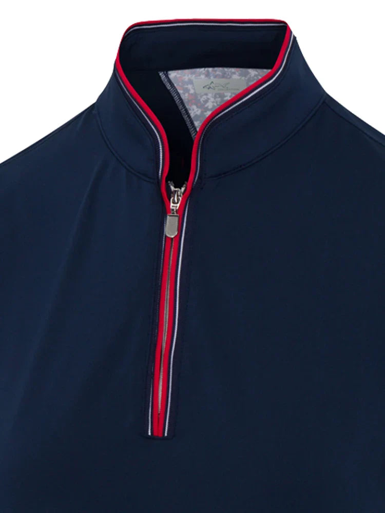 Greg Norman Women's ML75 Stretch Liberty Sculpted Collar Zip Polo - Navy