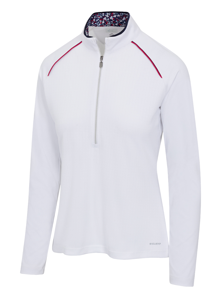 Greg Norman Women's Patriot Long Sleeve 1/2 Zip Mock - White