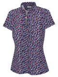 Greg Norman Women's Prestige Short Sleeve Zip Polo - Navy