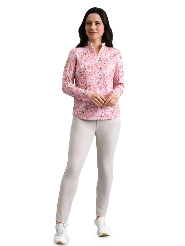 IBKUL Briana Long Sleeve Mock Neck Top - Peach