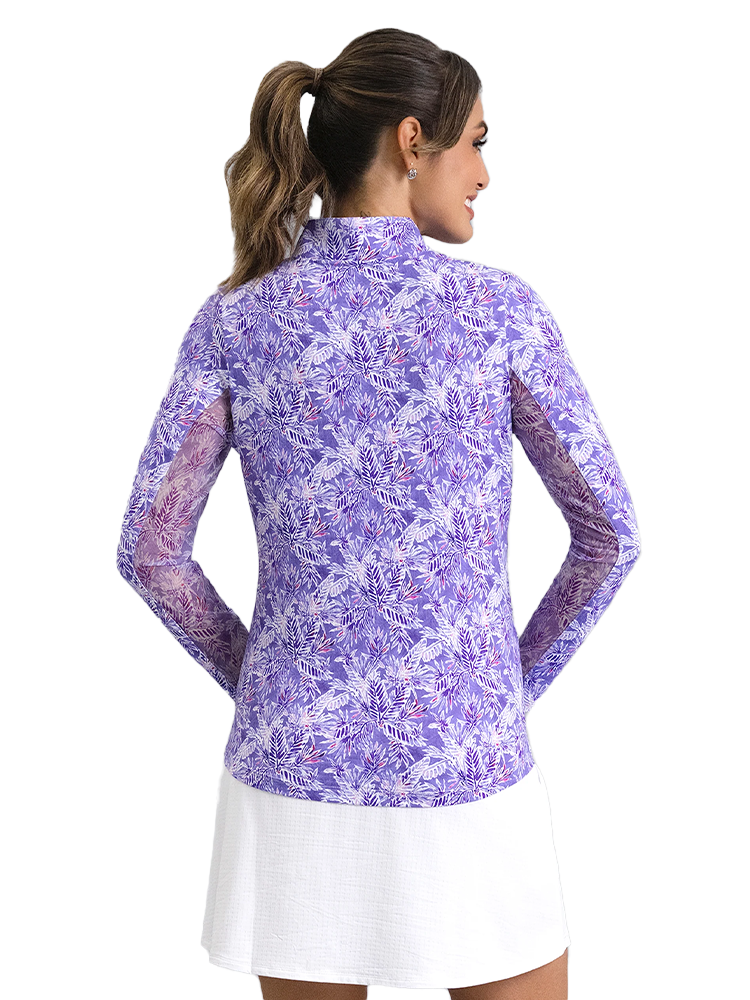 IBKUL Briana Long Sleeve Mock Neck Top - Plum