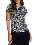 IBKUL Karen Tulip Short Sleeve Polo - Black/Grey