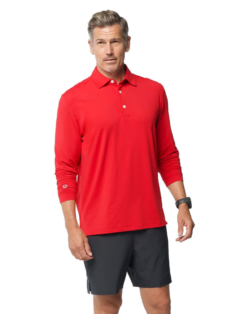 IBKUL Men's Long Sleeve Polo - Red
