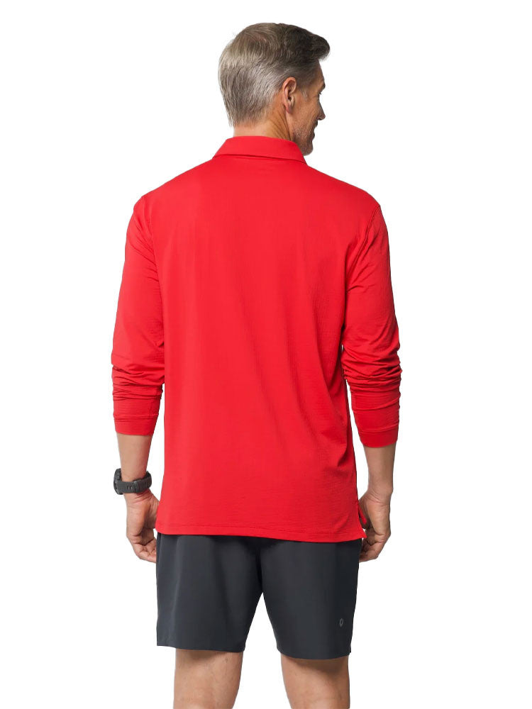 IBKUL Men's Long Sleeve Polo - Red