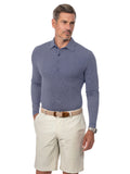 IBKUL Mini Check Print Long Sleeve Polo (Modern Fit) - Navy/White