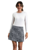 IBKUL Stephanie Print Faux Wrap Skort (16.5") - Black/White