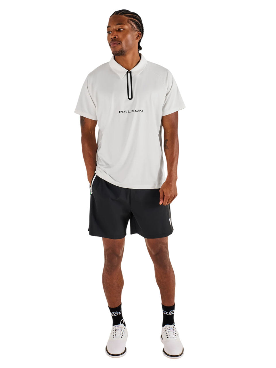 Malbon Performance Zip Raglan Polo - White