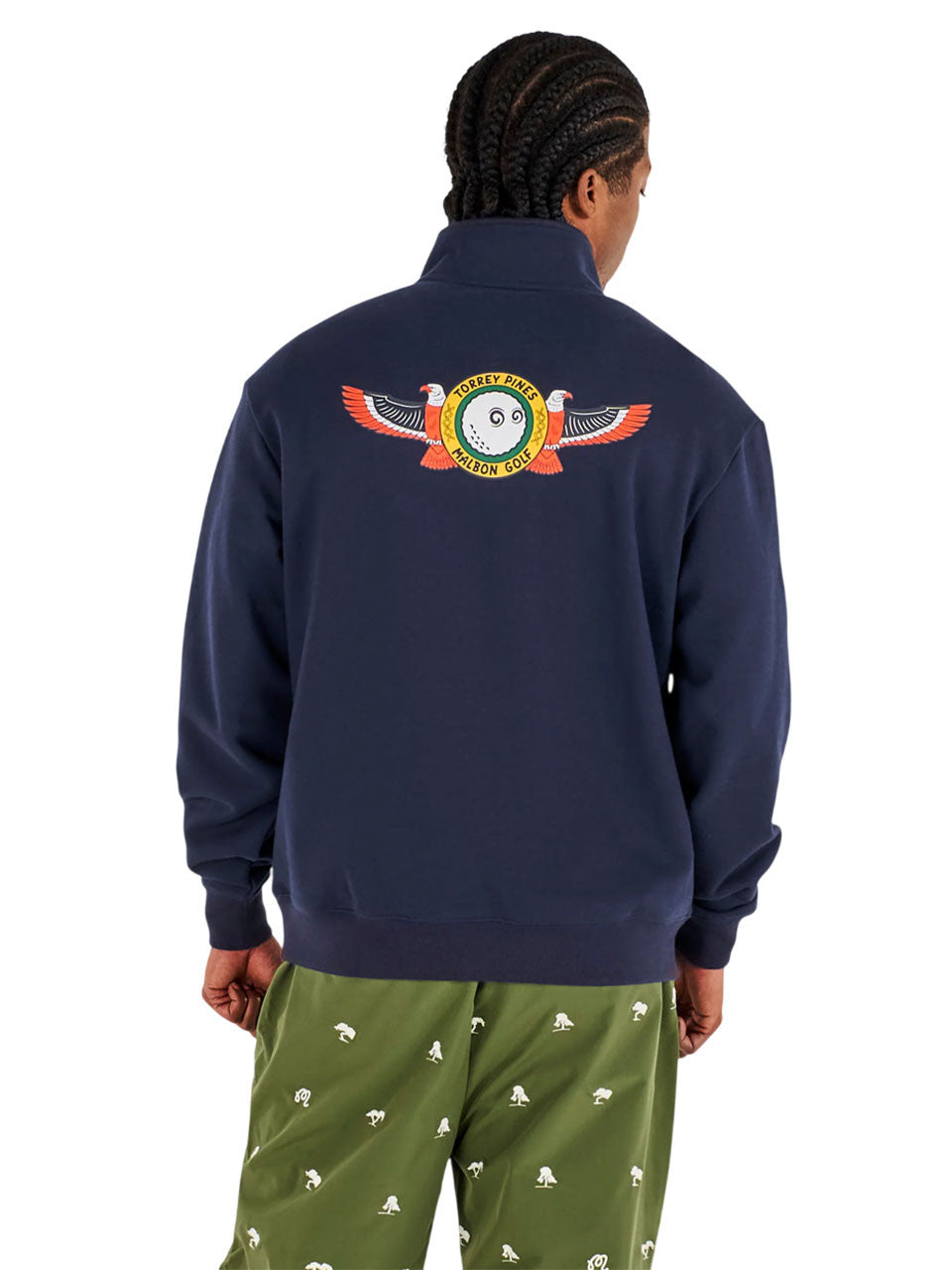 Malbon Torrey Pines Quarter Zip Sweatshirt - Baritone Blue