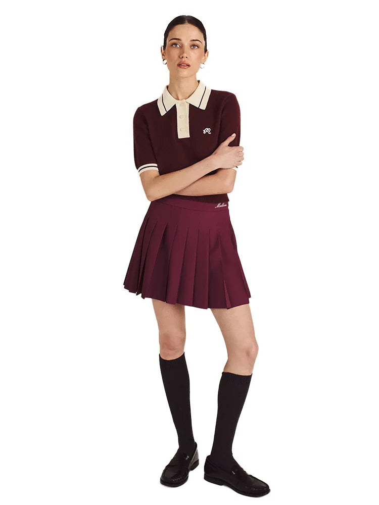 Malbon Womens Mikayla Knit Polo - Red Mahogany