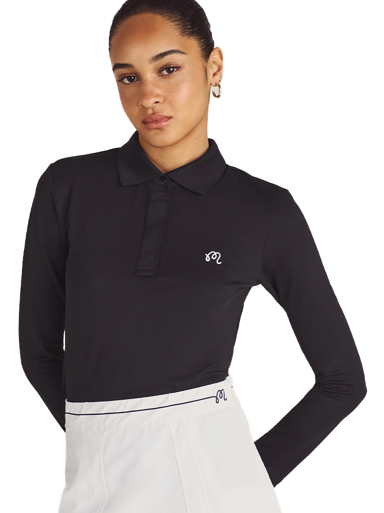 Malbon Womens Venus Long Sleeve Polo - Black