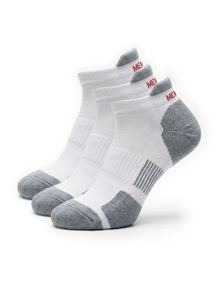 Meikan 3 Pack Womens Low Cut Coolmax Technical Sports Socks - White/Grey