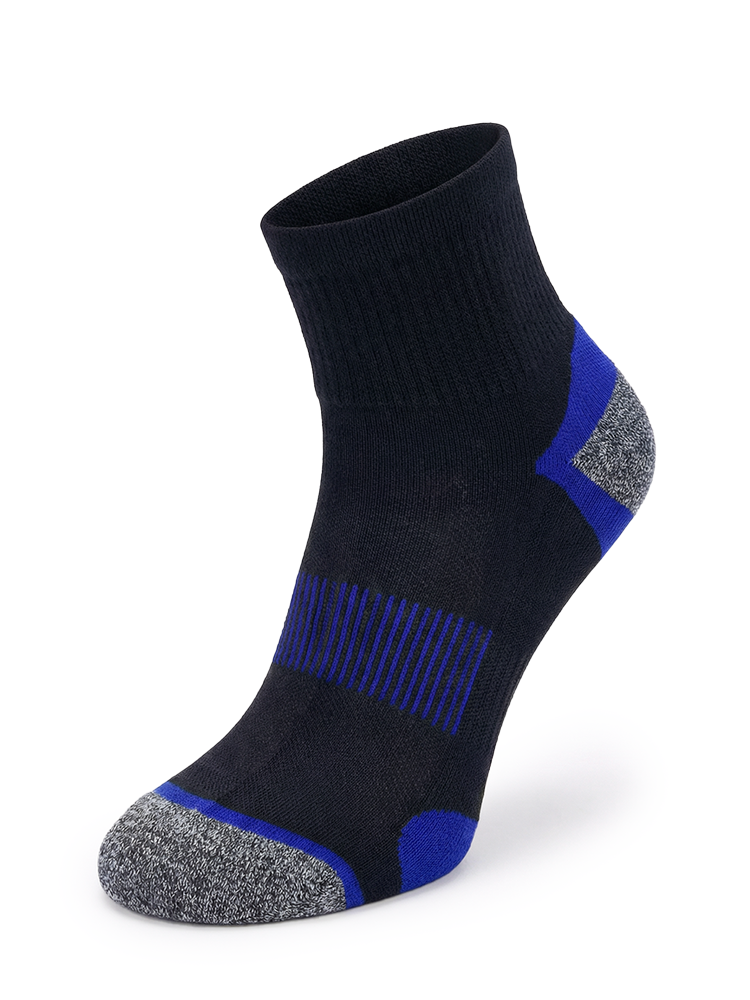 Meikan 5 Pack Quarter Cut Performance Sports Socks - Black/Dark Blue
