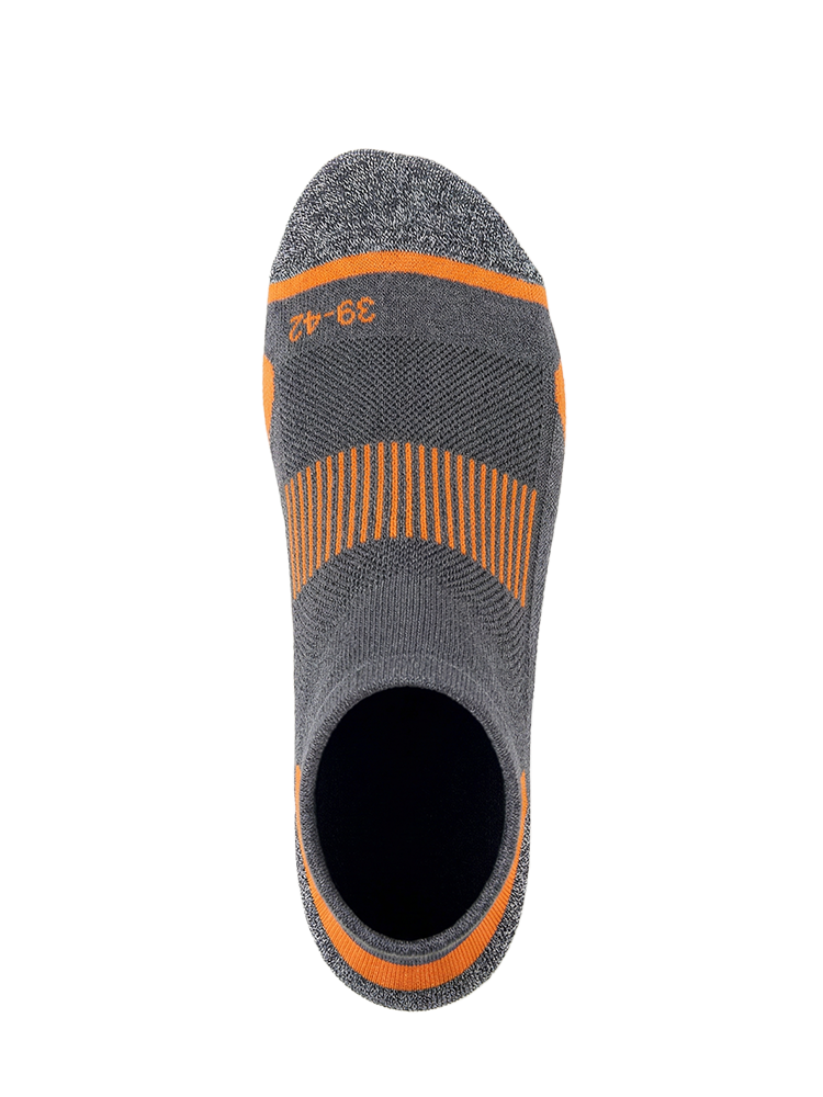 Meikan 5 Pack Quarter Cut Performance Sports Socks - Grey/Orange