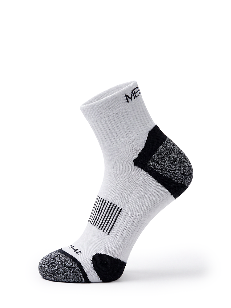 Meikan 5 Pack Quarter Cut Performance Sports Socks - White/Black
