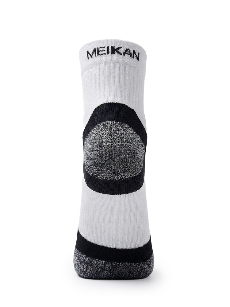 Meikan 5 Pack Quarter Cut Performance Sports Socks - White/Black