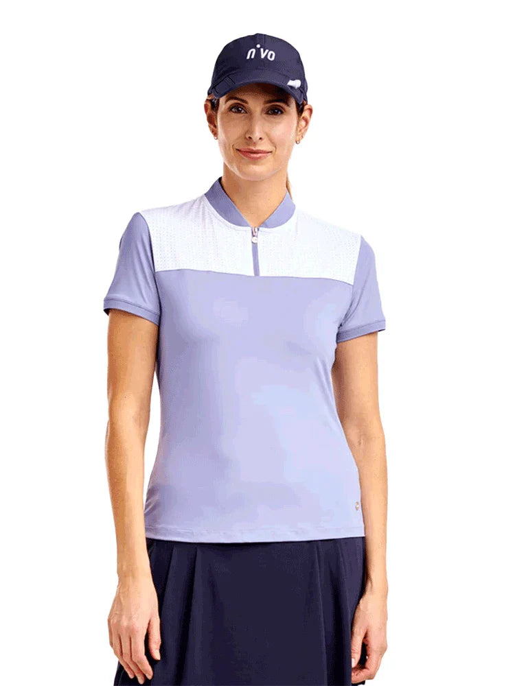 Nivo Womens Eliana Short Sleeve Mock - Pansy Garden