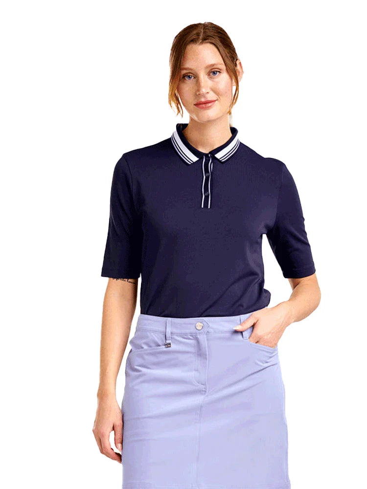Nivo Womens Evelyn Short Sleeve Polo - Navy