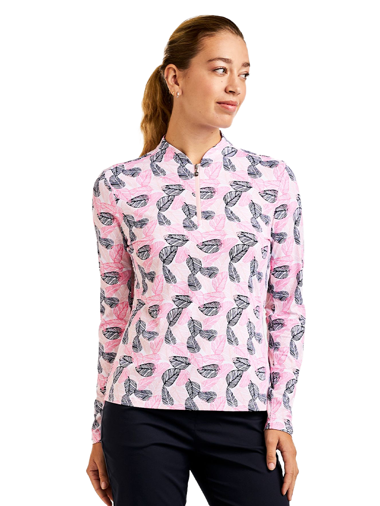 Nivo Womens Lolita Long Sleeve Livcool Mock - Rose/Navy