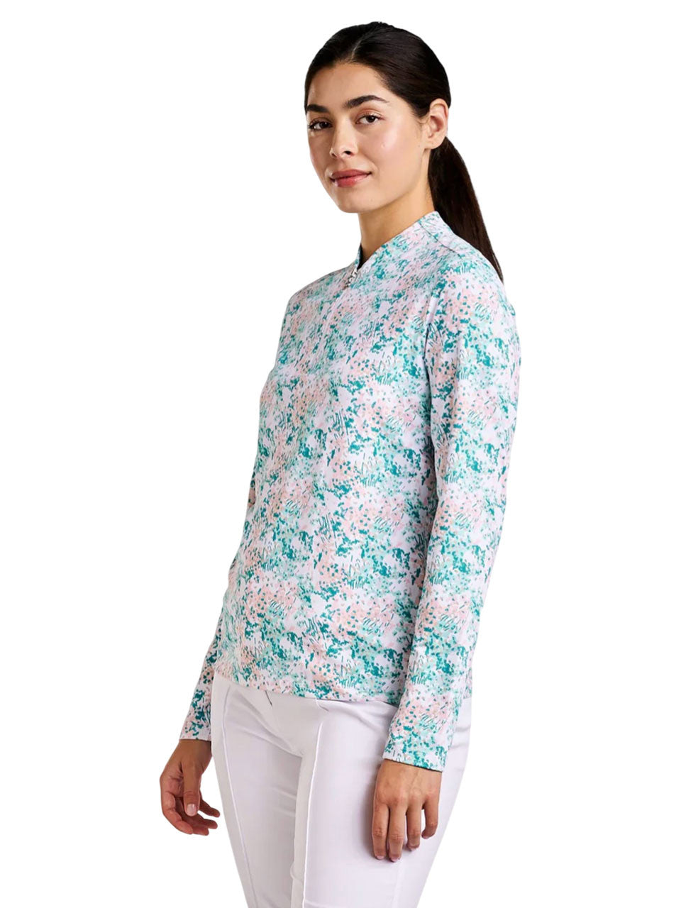 Nivo Womens Lolita Long Sleeve Livcool Mock - White/Aruba
