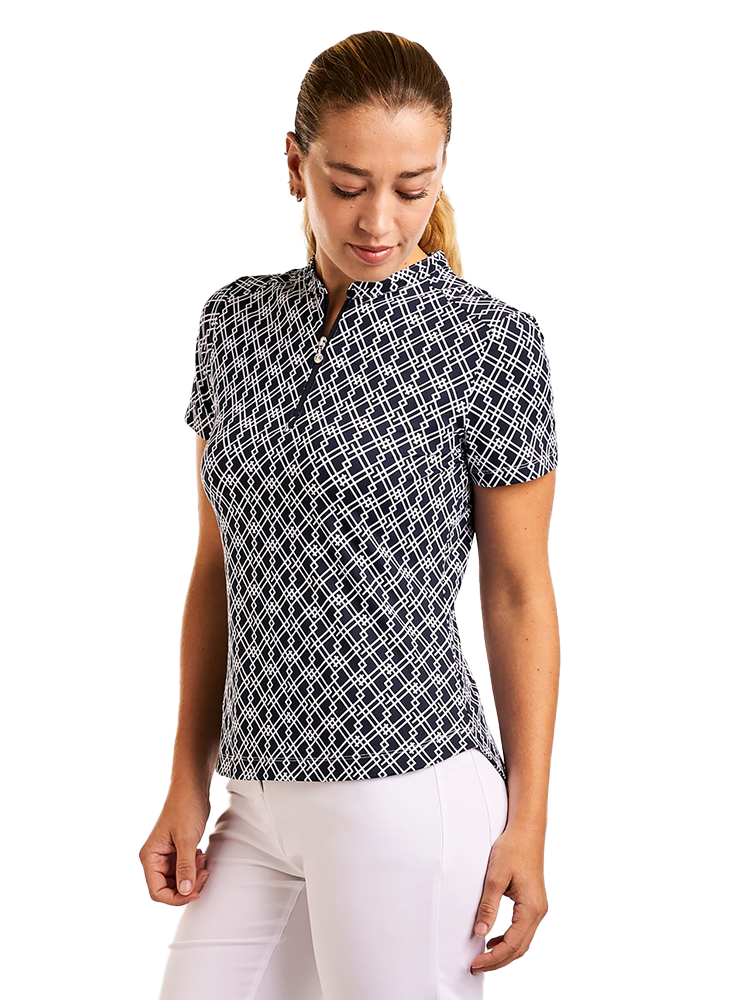 Nivo Womens Lynda Short Sleeve Livcool Mock  - Navy/White