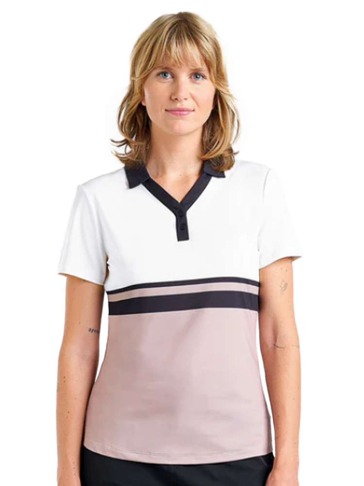 Nivo Women's Samara Short Sleeve Polo - White/Desert