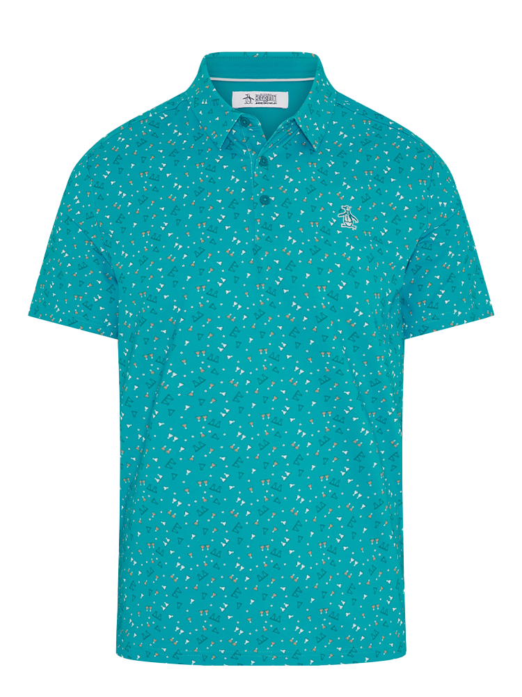 Original Penguin 19th Hole Sake-Tini Novelty Polo - Caribbean Sea