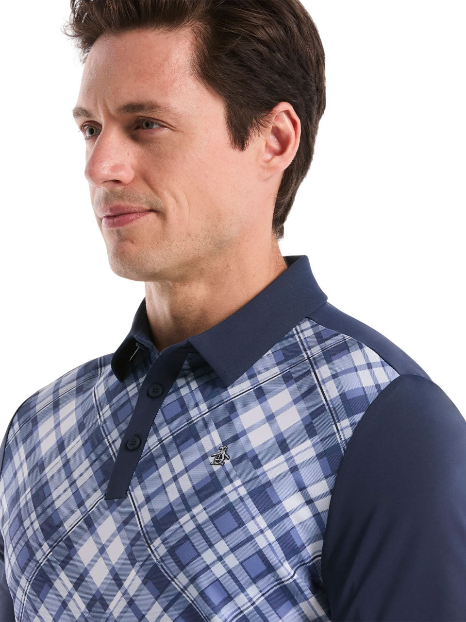 Original Penguin 50's Block Madras Plaid Polo - Black Iris