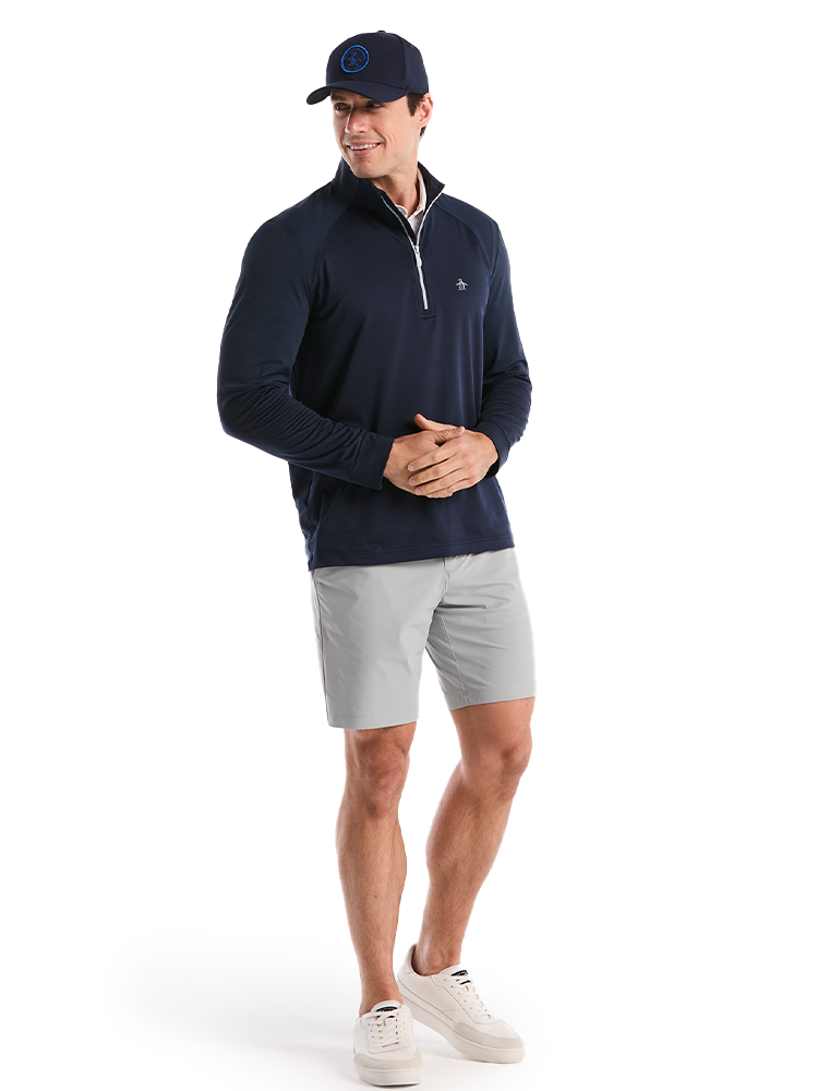 Original Penguin Mixed Media 1/4-Zip Pullover - Black Iris