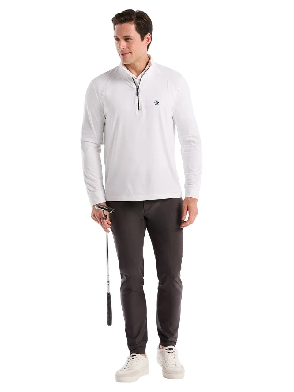 Original Penguin Mixed Media 1/4-Zip Pullover - Bright White