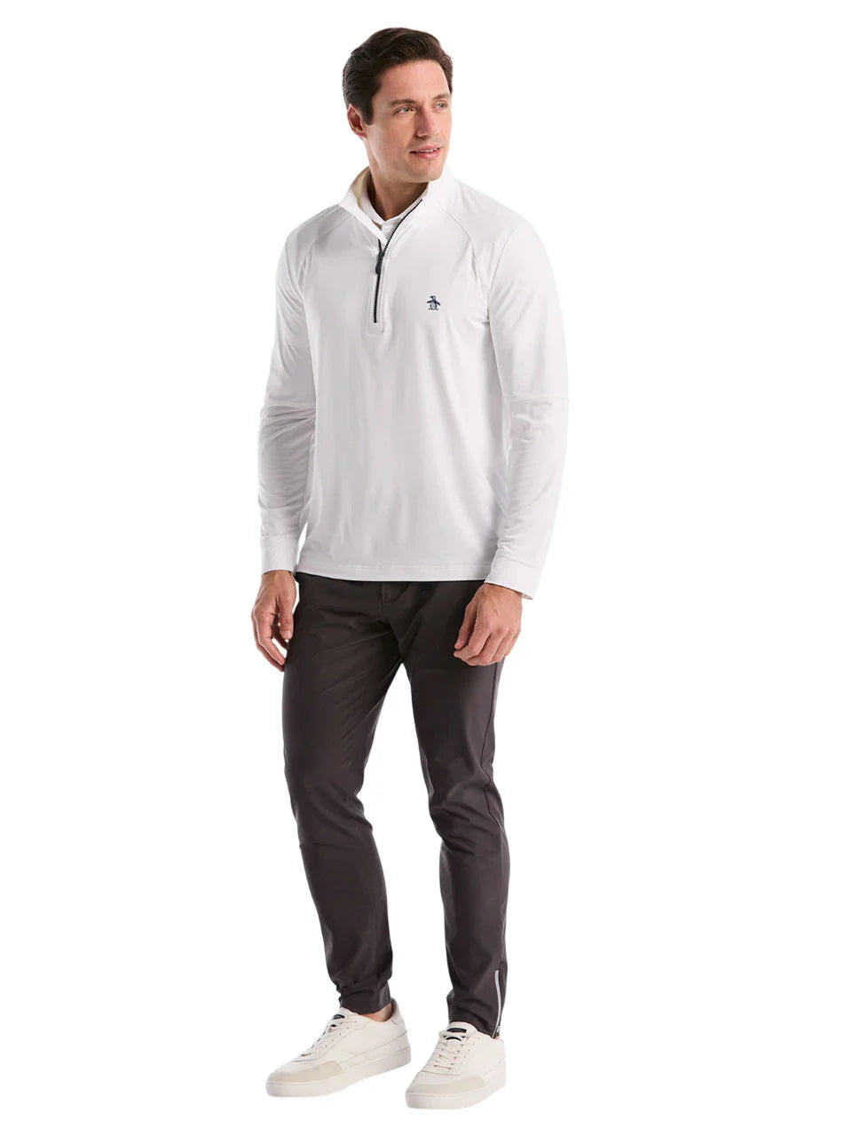 Original Penguin Mixed Media 1/4-Zip Pullover - Bright White
