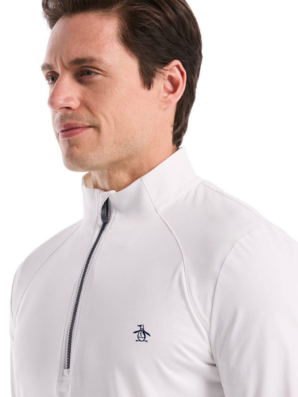 Original Penguin Mixed Media 1/4-Zip Pullover - Bright White
