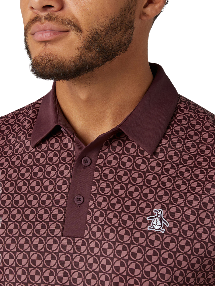 Original Penguin Pete's Check Print Block Polo - Mauvu Wine