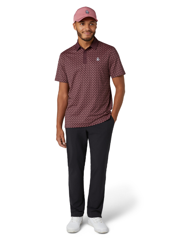 Original Penguin Pete's Check Print Block Polo - Mauvu Wine