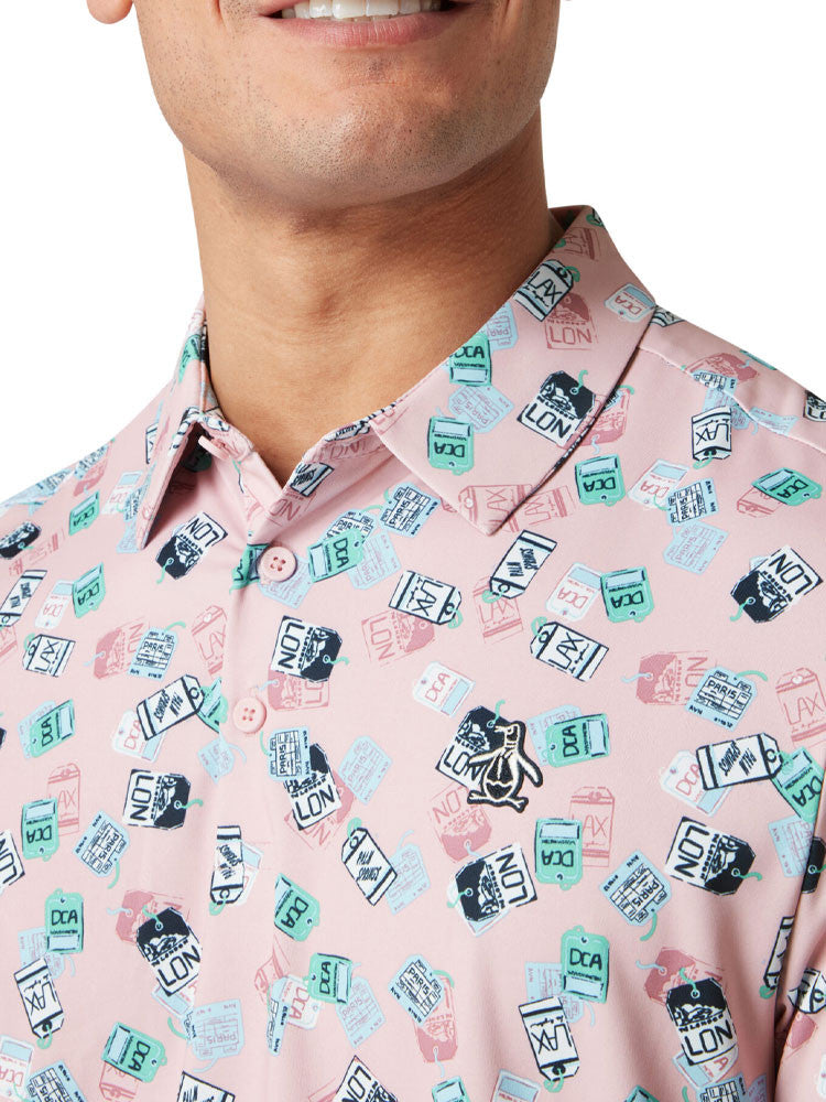 Original Penguin Pete's Travel Tags Caddy Polo - Charm Pink