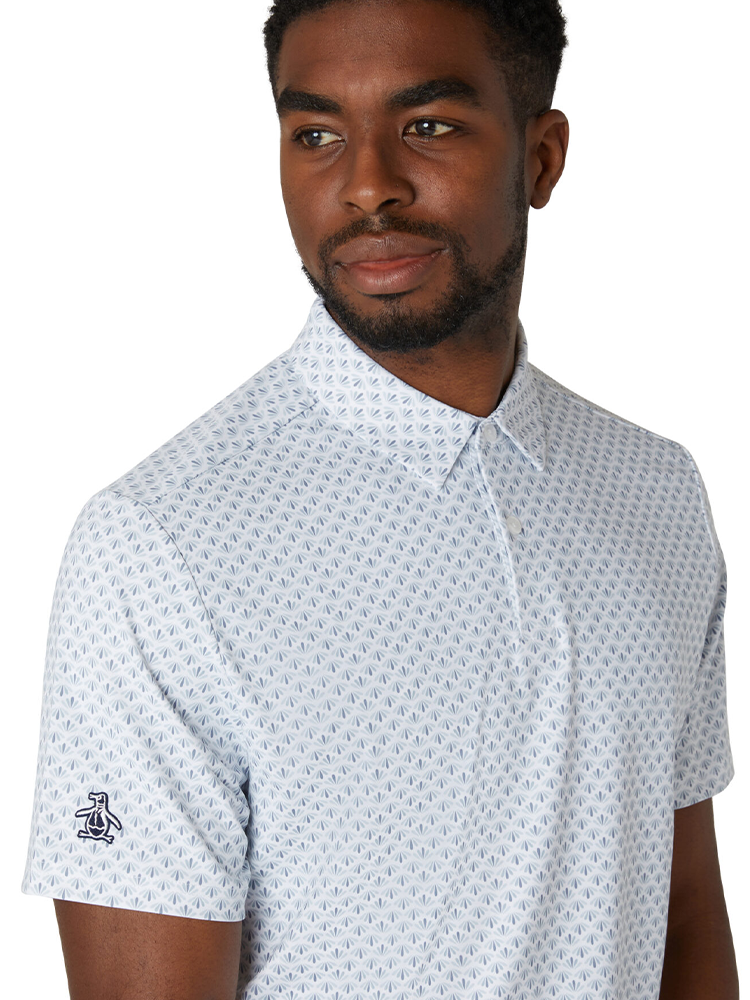 Original Penguin Retro Geo Print Golf Polo - Bright White