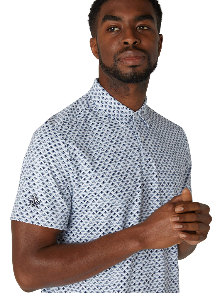 Original Penguin Retro Geo Print Polo - Black Iris