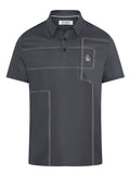 Original Penguin "Snow Tracks" All Over Linear Print Polo - Black Iris