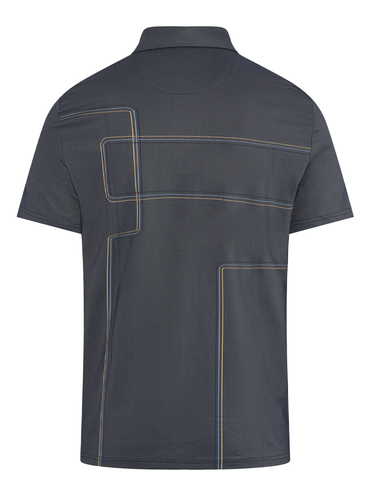 Original Penguin "Snow Tracks" All Over Linear Print Polo - Black Iris