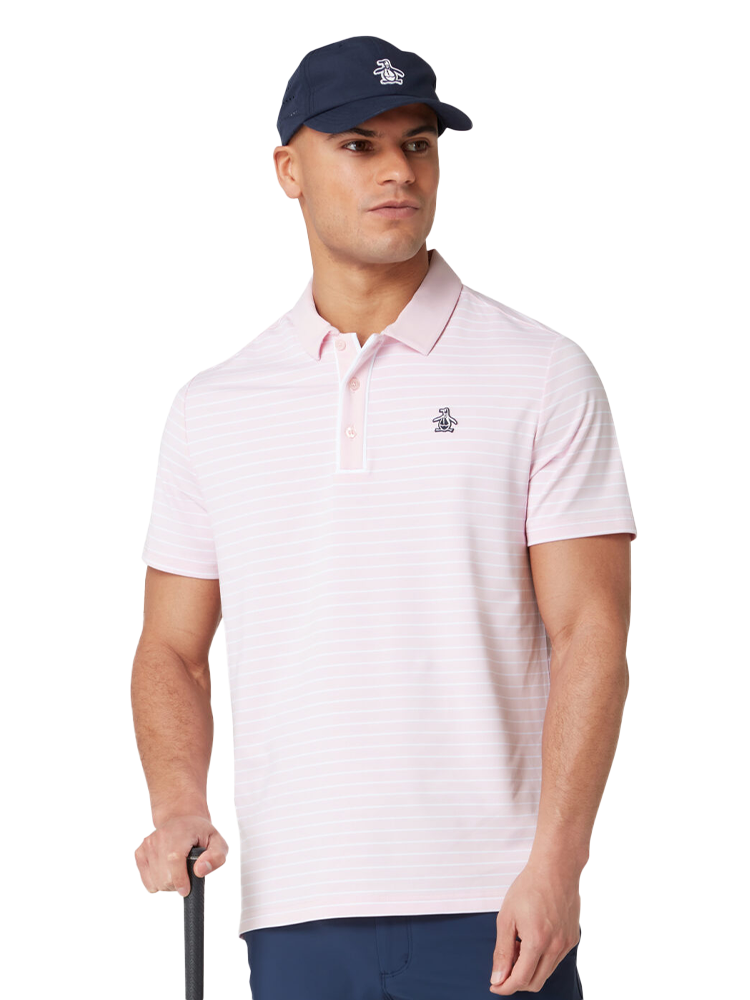 Original Penguin The Heritage Stripe Polo - Charm Pink-GolfMaker