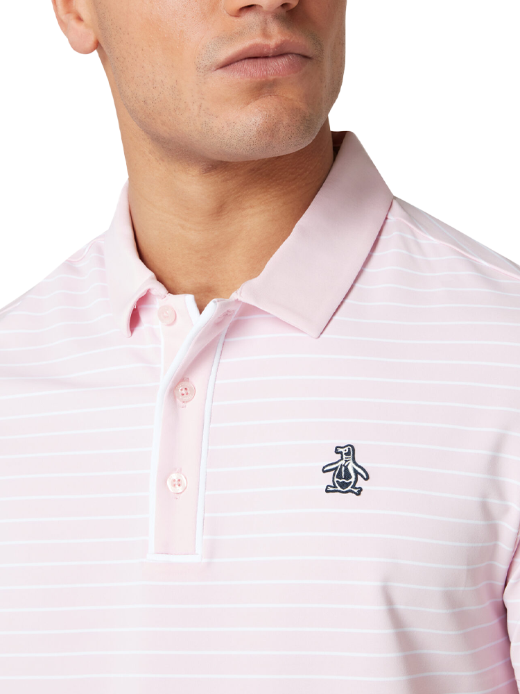 Original Penguin The Heritage Stripe Polo - Charm Pink-GolfMaker